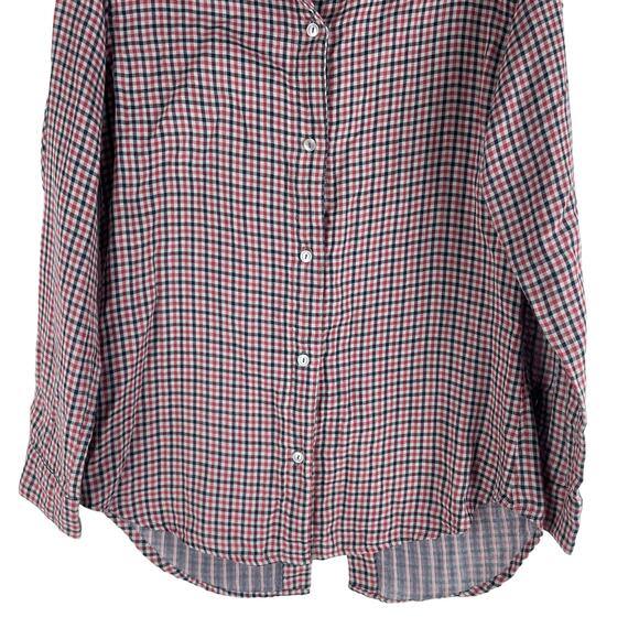 Jet John Eshaya Check Pattern Back Button Shirt Red Blue Made USA Size S - Picture 3 of 7